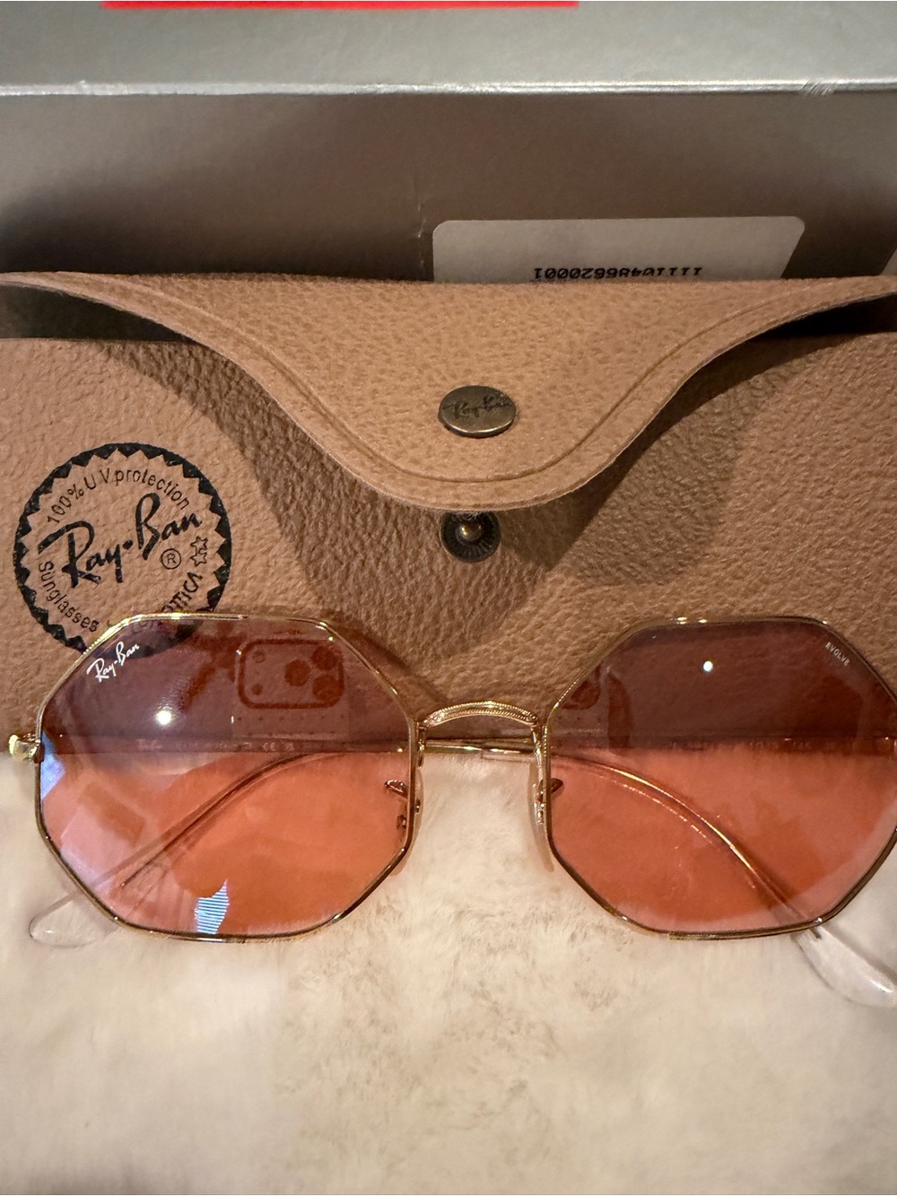 Ray-Ban RB1972 Octagon Gold Pink Mirror Sunglasses 54mm NEW